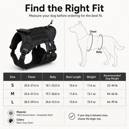 MOLLE-Ready Heavy-Duty Dog Harness (Breathable Mesh)