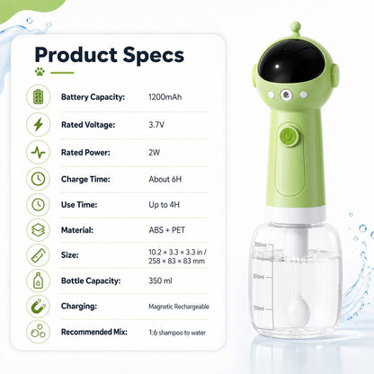 One-Press Dense Foam & Magnetic Rechargeable Dog Shampoo Foamer
