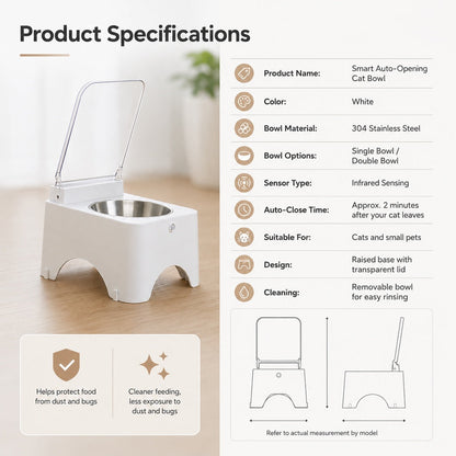 Rechargeable Infrared Auto-Opening Cat Bowl (Removable Bowl)