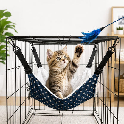 Reversible Plush & Fabric Cat Cage Hammock