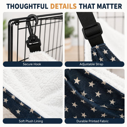 Reversible Plush & Fabric Cat Cage Hammock
