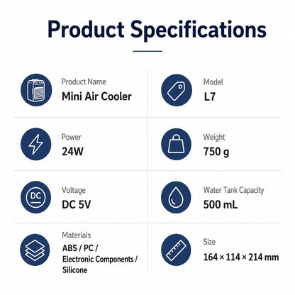 USB-C Powered Dual Mist Mini Air Cooler (17oz Tank)