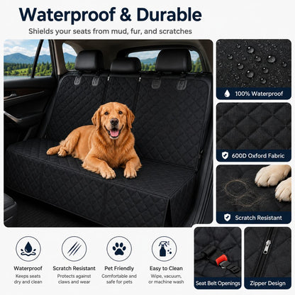 Waterproof Quilted Non-Slip Rear Bench Pet Car Seat Cover