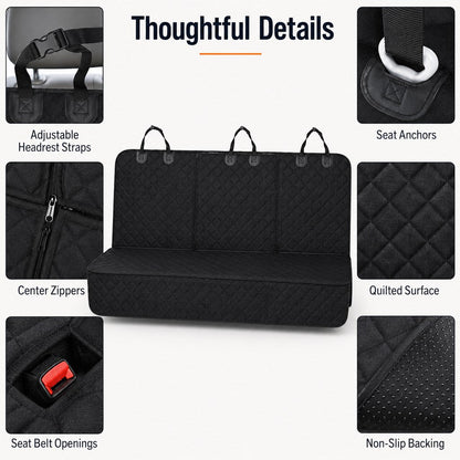 Waterproof Quilted Non-Slip Rear Bench Pet Car Seat Cover