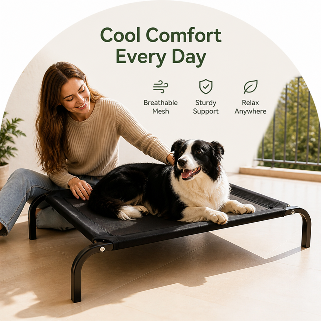 Ortekor Elevated Breathable Mesh & Canopy Shade Dog Bed