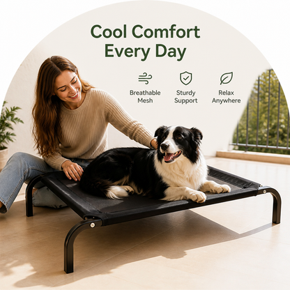 Ortekor Elevated Breathable Mesh & Canopy Shade Dog Bed