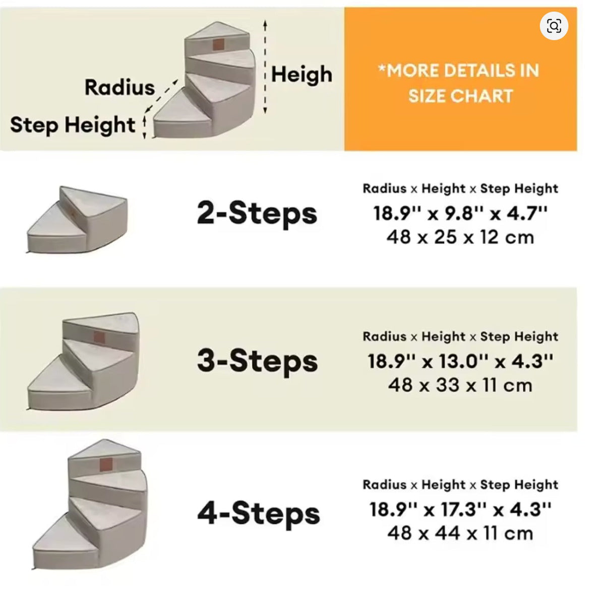 Pet Steps for Bed & Couch - Non-Slip Foam Ramp Stairs for Small Dogs - Washable Spiral Design for Senior Pets & Puppies