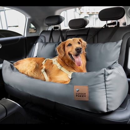 Padded Pet Car Seat Cover Protector with Bolsters for Back Seat – Quilted Waterproof Auto Bench Liner for Dogs & Cats