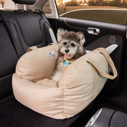 Portable Pet Carrier Booster Seat with Safety Harness and Washable Cover for Small Dogs