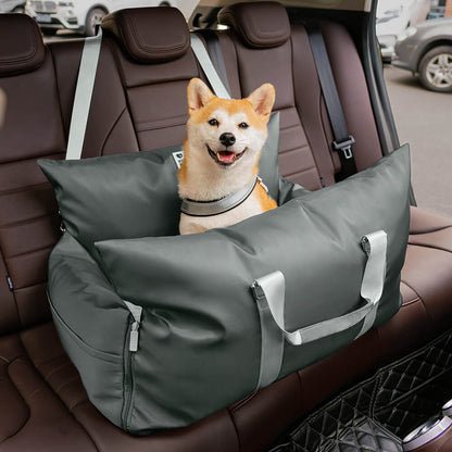 Portable Pet Carrier Booster Seat with Safety Harness and Washable Cover for Small Dogs