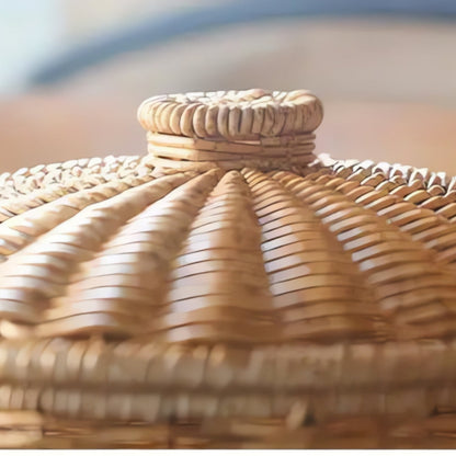 Dome Wicker Storage Basket - Handcrafted Rattan with Secure Lid