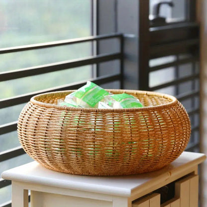 Dome Wicker Storage Basket - Handcrafted Rattan with Secure Lid