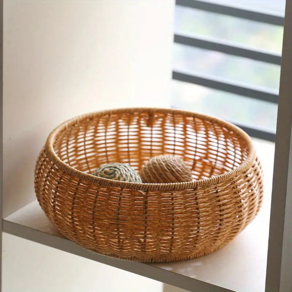 Dome Wicker Storage Basket - Handcrafted Rattan with Secure Lid