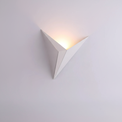 Triangular Iron Wall Sconce with Built-In LED Light for Bedrooms, Hallways & Living Rooms — Geometric Fixture in Black White or Gold for Mod