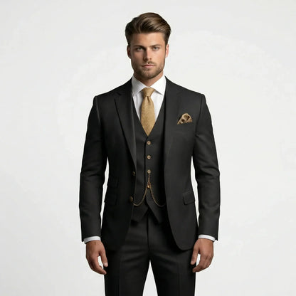 Three-Piece Slim Fit Suit for Men – Tailored Jacket, Vest & Pants Set for Formal Occasions, Weddings, Office & Business Events