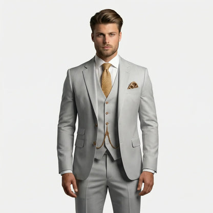 Three-Piece Slim Fit Suit for Men – Tailored Jacket, Vest & Pants Set for Formal Occasions, Weddings, Office & Business Events