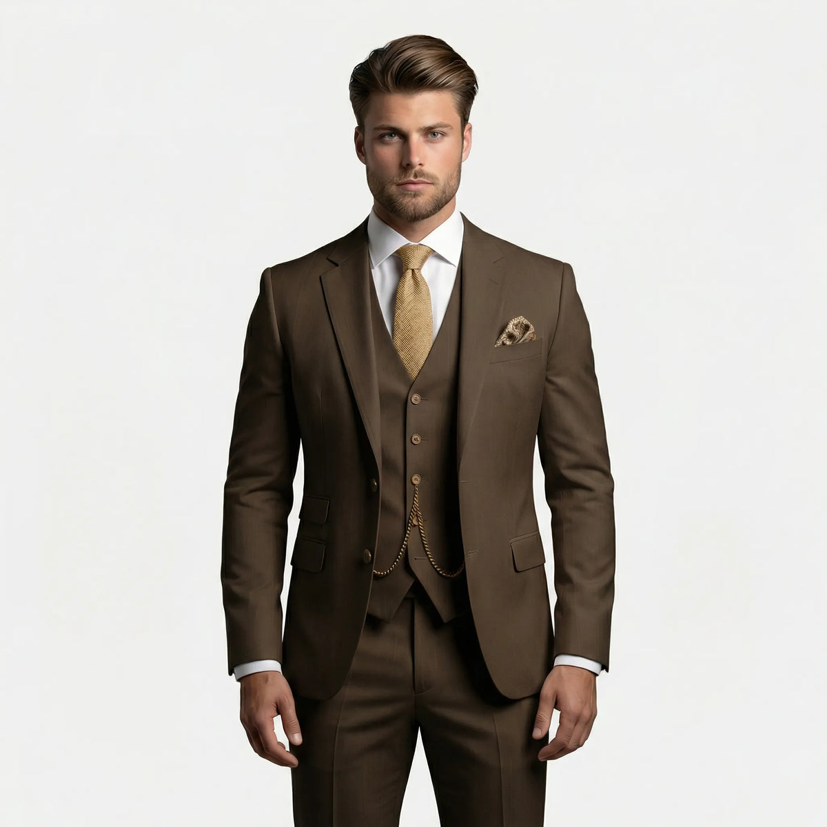 Three-Piece Slim Fit Suit for Men – Tailored Jacket, Vest & Pants Set for Formal Occasions, Weddings, Office & Business Events