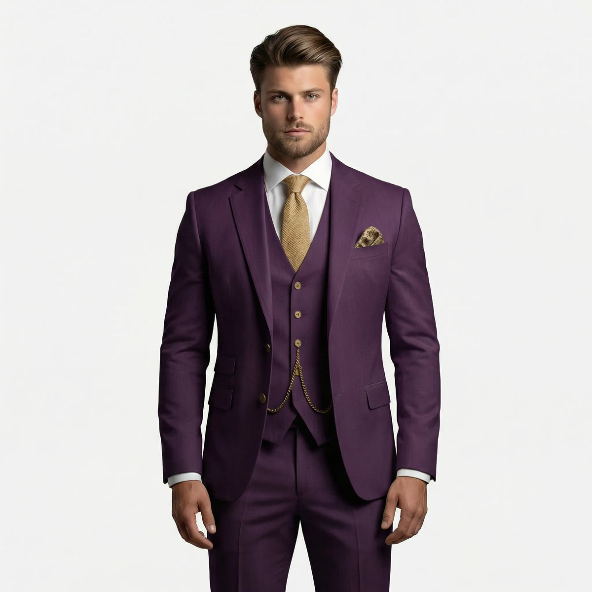 Three-Piece Slim Fit Suit for Men – Tailored Jacket, Vest & Pants Set for Formal Occasions, Weddings, Office & Business Events