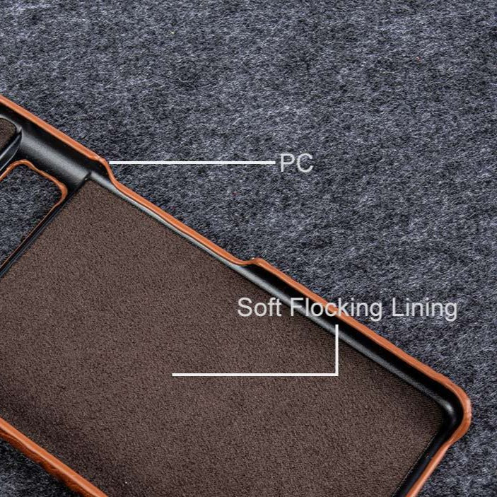 Genuine Leather Phone Case for Google Pixel – Textured Crocodile Grain Design with Raised Edges & Camera Protection
