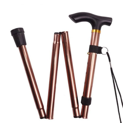 Folding Walking Cane for Seniors – Adjustable Aluminum Support Stick with Ergonomic Handle & Wrist Strap – Lightweight Travel Cane for
