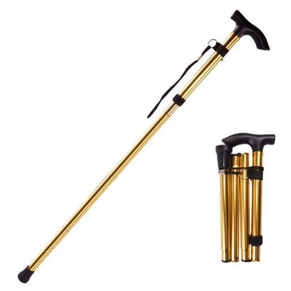 Folding Walking Cane for Seniors – Adjustable Aluminum Support Stick with Ergonomic Handle & Wrist Strap – Lightweight Travel Cane for