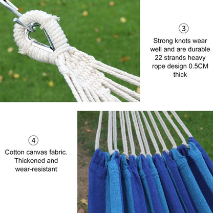 Outdoor Double Thick Canvas Hammock with Reinforced Safety Ropes | Portable & Durable for Ultimate Relaxation