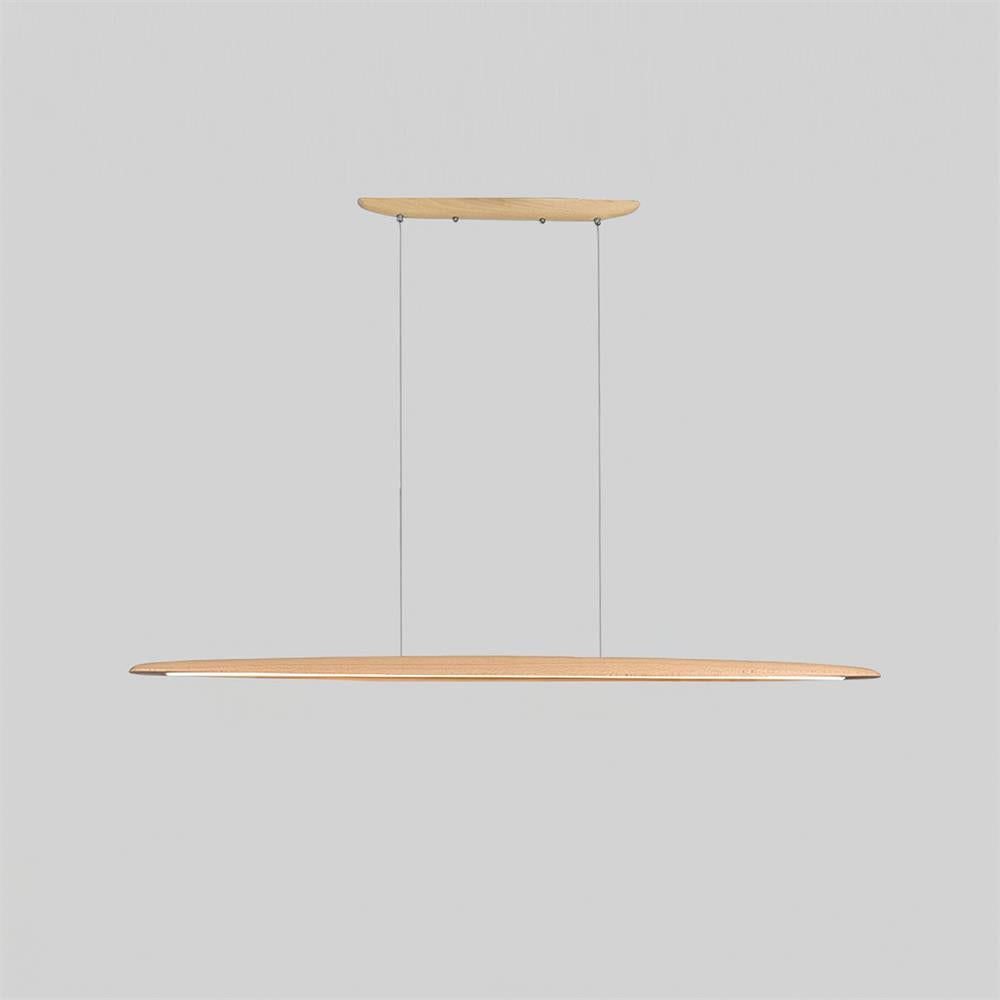 Linear Wood Ceiling Light Fixture with Built-In LED Warm Glow for Kitchen Island Dining Room Office Adjustable Height Bar Lamp Modern Farmho