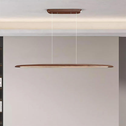 Linear Wood Ceiling Light Fixture with Built-In LED Warm Glow for Kitchen Island Dining Room Office Adjustable Height Bar Lamp Modern Farmho