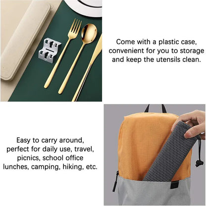 Eco-Friendly Portable Cutlery Set with Stainless Steel Utensils | Compact Design for Sustainable Dining
