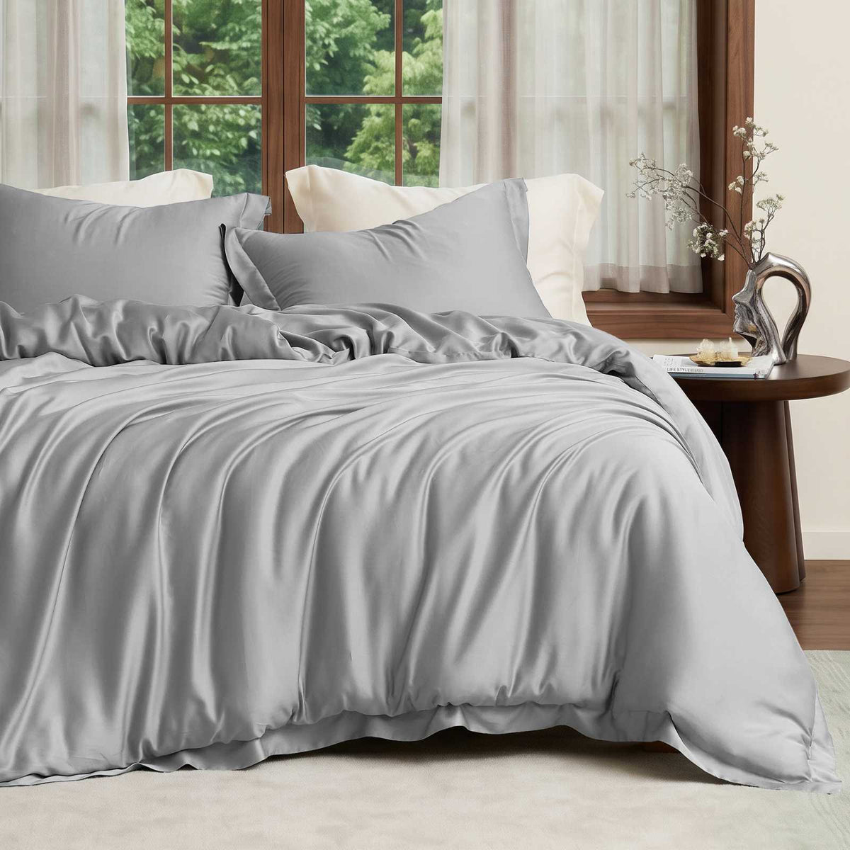 Eco-Friendly Tencel Duvet Cover Set with Cooling Technology | Lightweight & Moisture-Wicking for Comfortable Sleep