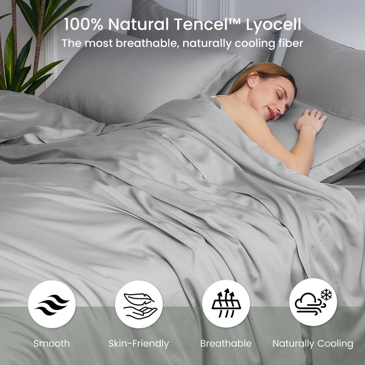 Eco-Friendly Tencel Duvet Cover Set with Cooling Technology | Lightweight & Moisture-Wicking for Comfortable Sleep