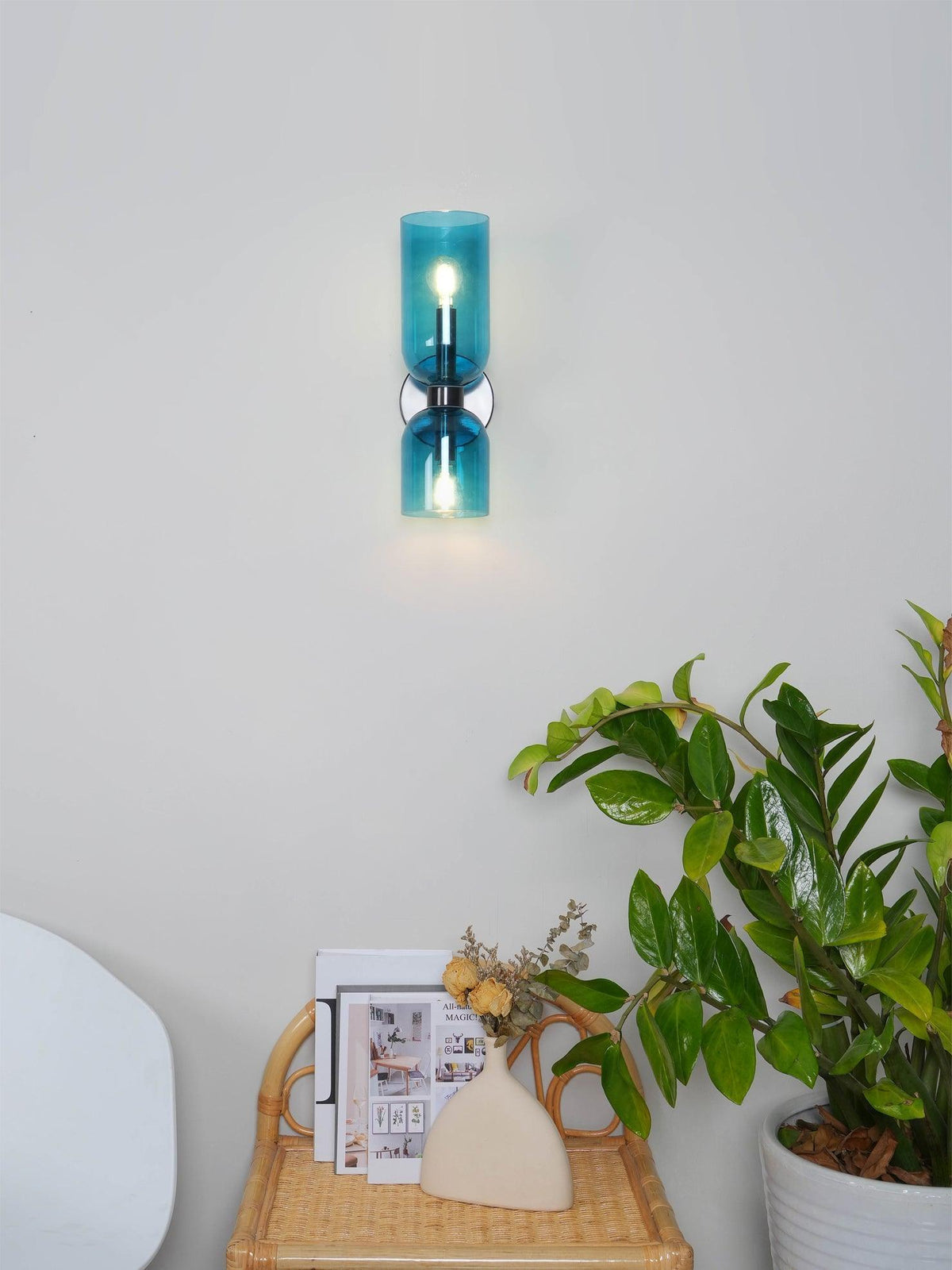 Modern Iron & Glass Double-Light Fixture for Hallway Bedroom Entryway Ambient Lighting Dimmable E14 Socket 14 in Height 6 in Depth