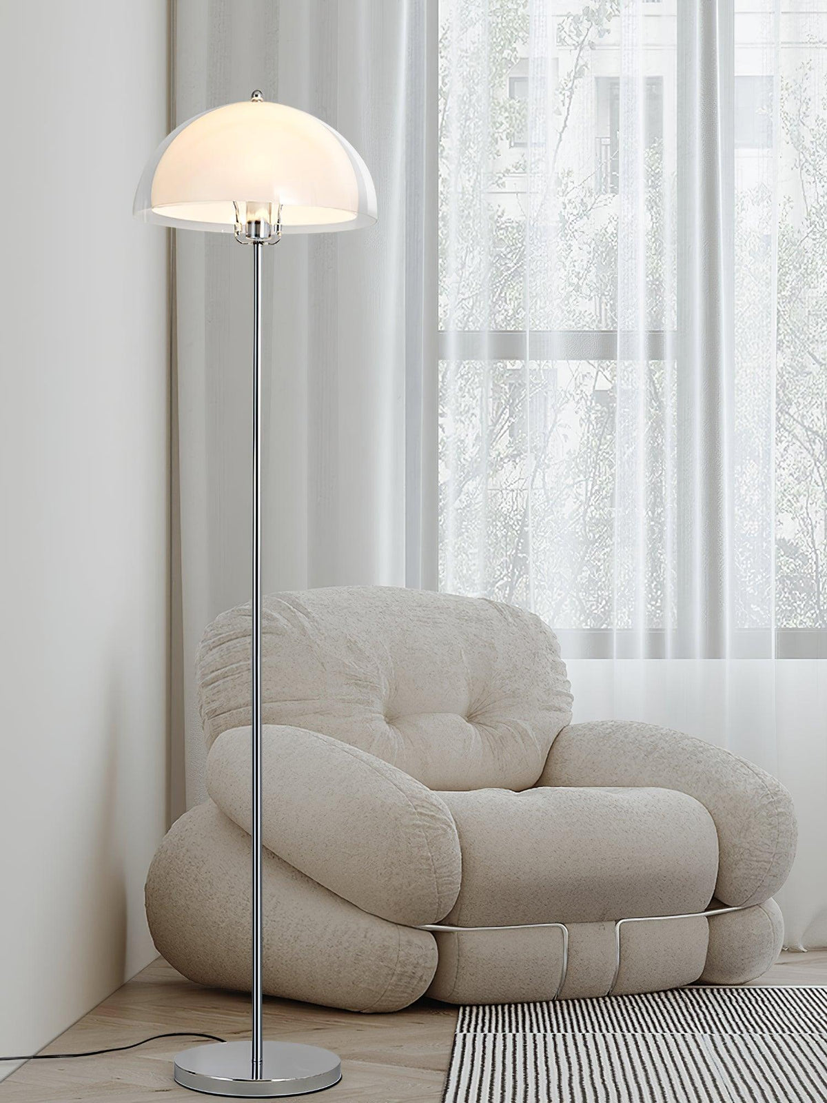Standing Light with Dual-Layer Acrylic Diffuser 61 Inches Tall for Bedroom Office Chrome Metal Base Ambient Task Lighting Dimmable Compatibl