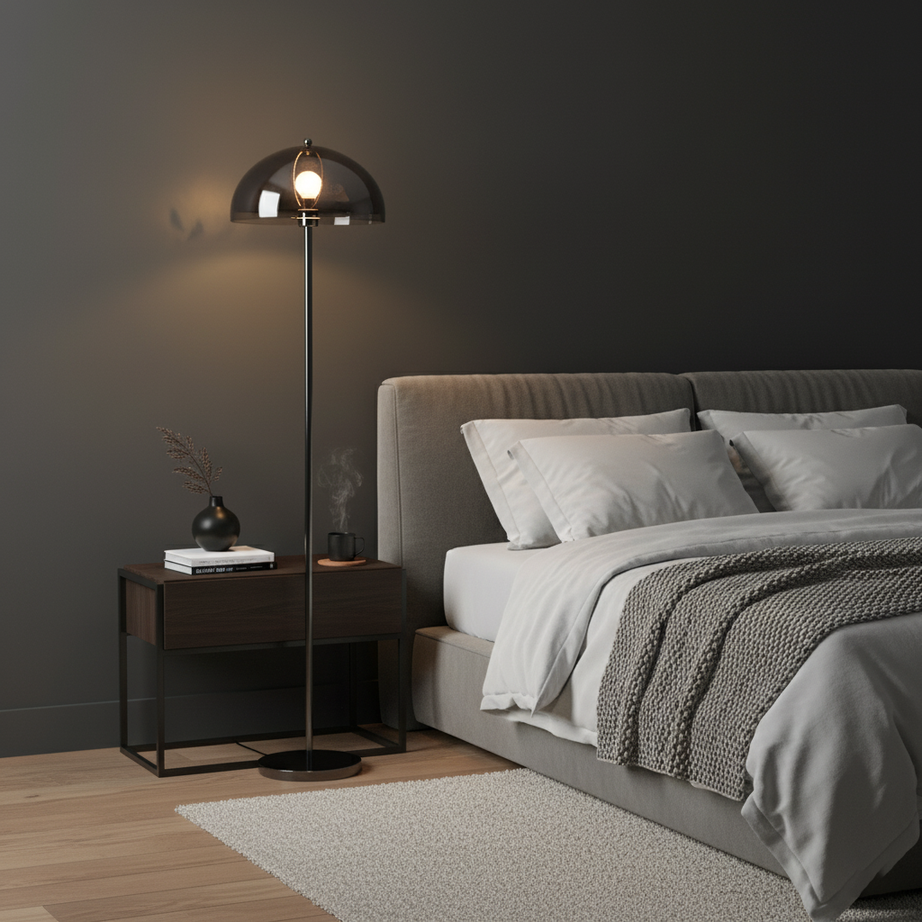 Standing Light with Dual-Layer Acrylic Diffuser 61 Inches Tall for Bedroom Office Chrome Metal Base Ambient Task Lighting Dimmable Compatibl