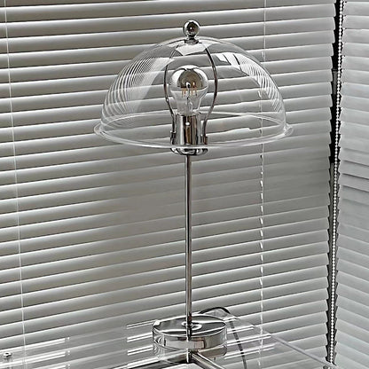 Bedside Reading Light with Acrylic Shade – Silver Metal Frame – 12 in Diameter – Modern Desk Accent for Bedroom, Office & Living Room