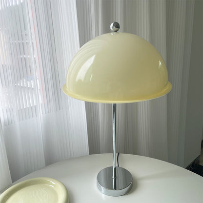 Bedside Reading Light with Acrylic Shade – Silver Metal Frame – 12 in Diameter – Modern Desk Accent for Bedroom, Office & Living Room
