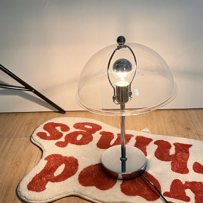 Bedside Reading Light with Acrylic Shade – Silver Metal Frame – 12 in Diameter – Modern Desk Accent for Bedroom, Office & Living Room