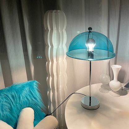Bedside Reading Light with Acrylic Shade – Silver Metal Frame – 12 in Diameter – Modern Desk Accent for Bedroom, Office & Living Room