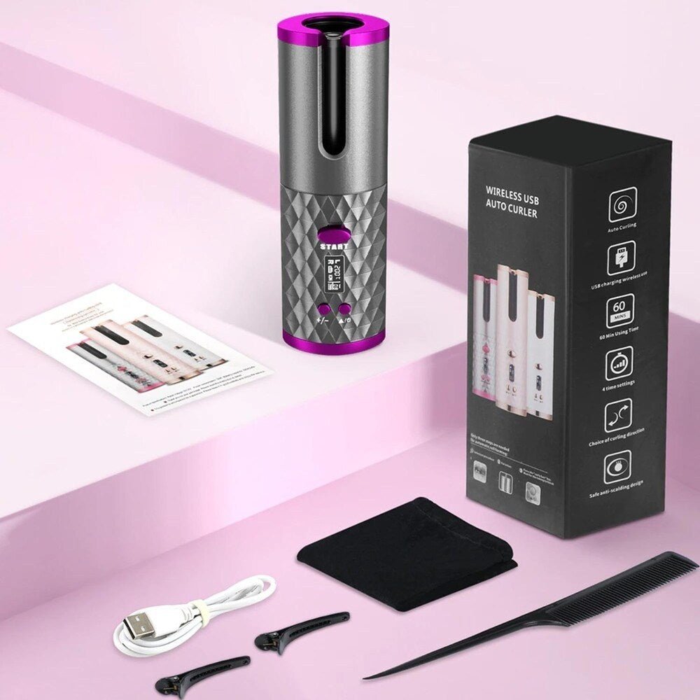 Cordless Hair Curlers for Women, Automatic Hair Curler with 6 Heat Settings, Automatic Curling Iron, Hair Styling Tool