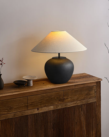 Handcrafted Ceramic Bedside Lamp 16x15 inches White Ambient Light for Bedroom Nightstand Reading Corner Living Room Side Table Desk Accent M