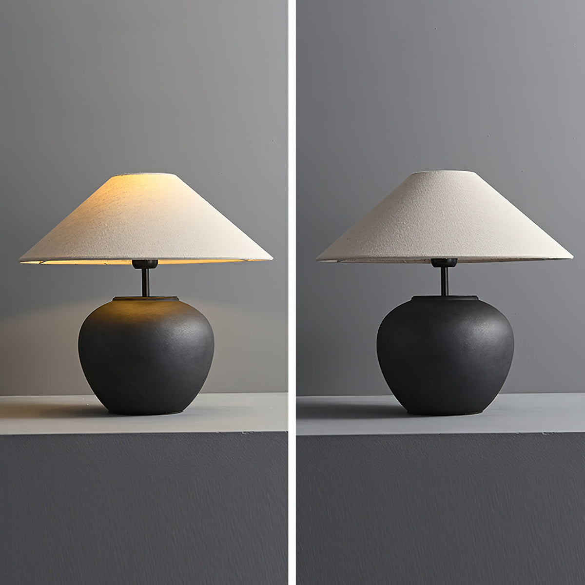 Handcrafted Ceramic Bedside Lamp 16x15 inches White Ambient Light for Bedroom Nightstand Reading Corner Living Room Side Table Desk Accent M