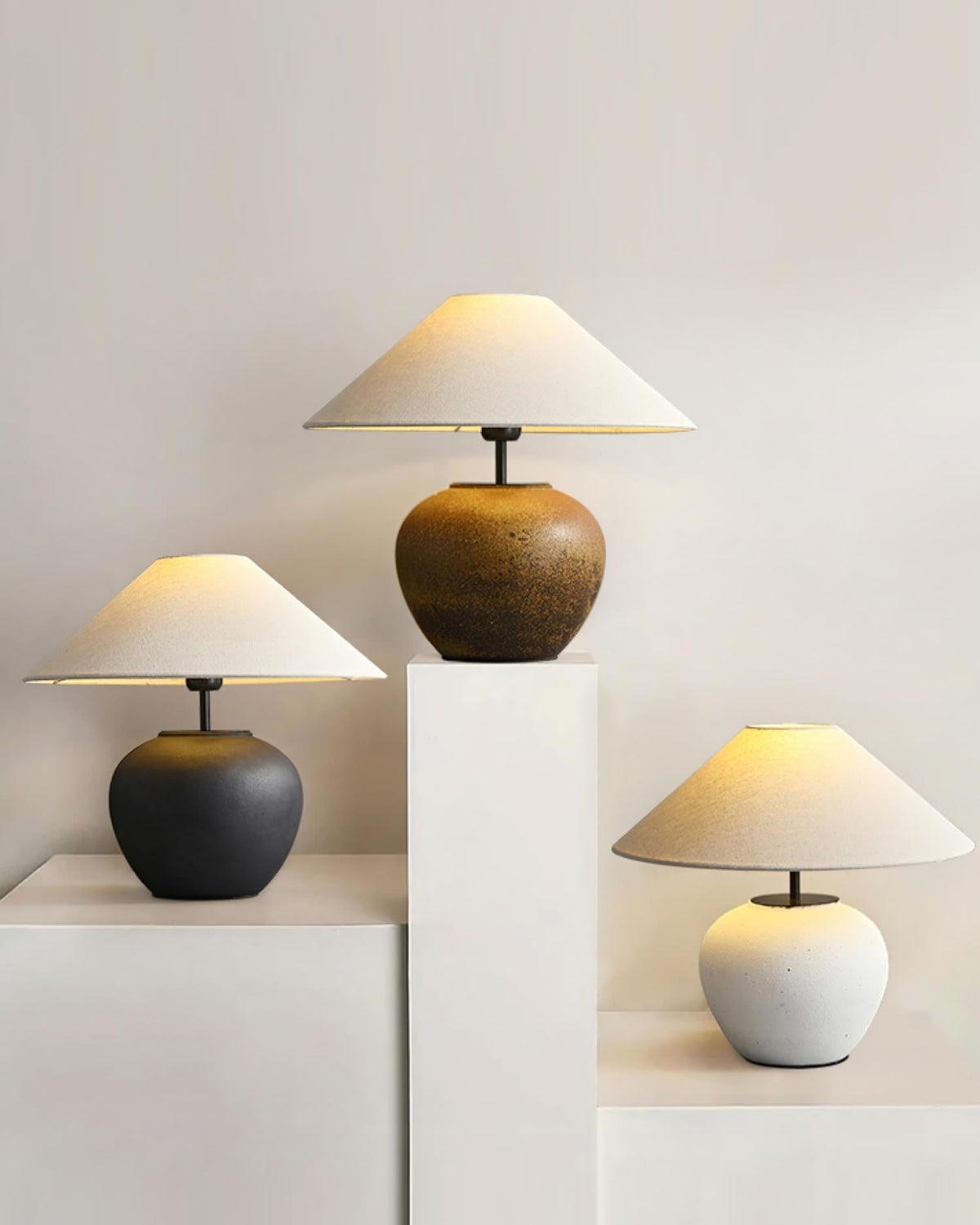 Handcrafted Ceramic Bedside Lamp 16x15 inches White Ambient Light for Bedroom Nightstand Reading Corner Living Room Side Table Desk Accent M