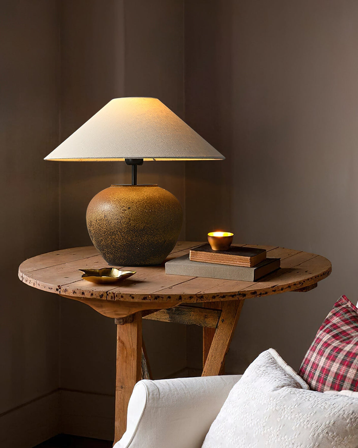 Handcrafted Ceramic Bedside Lamp 16x15 inches White Ambient Light for Bedroom Nightstand Reading Corner Living Room Side Table Desk Accent M
