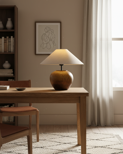 Handcrafted Ceramic Bedside Lamp 16x15 inches White Ambient Light for Bedroom Nightstand Reading Corner Living Room Side Table Desk Accent M