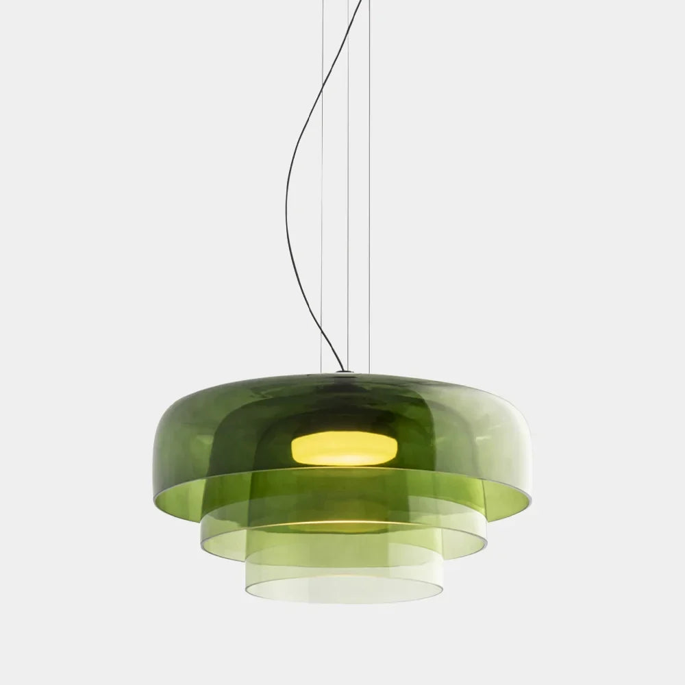 Layered Glass Bowl Ceiling Fixture 10 in Diameter Adjustable Drop Length Multi-Tone Illumination for Kitchens Dining Spaces Living Rooms Mod