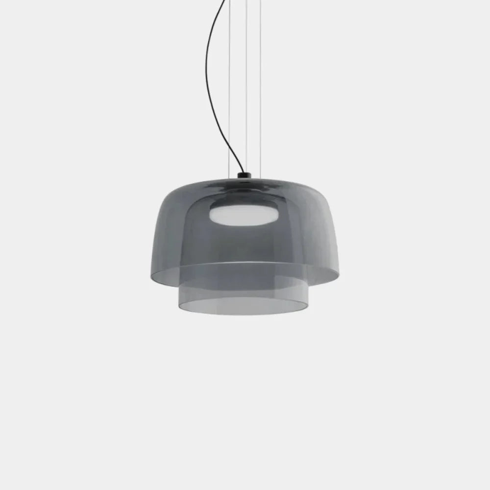 Layered Glass Bowl Ceiling Fixture 10 in Diameter Adjustable Drop Length Multi-Tone Illumination for Kitchens Dining Spaces Living Rooms Mod