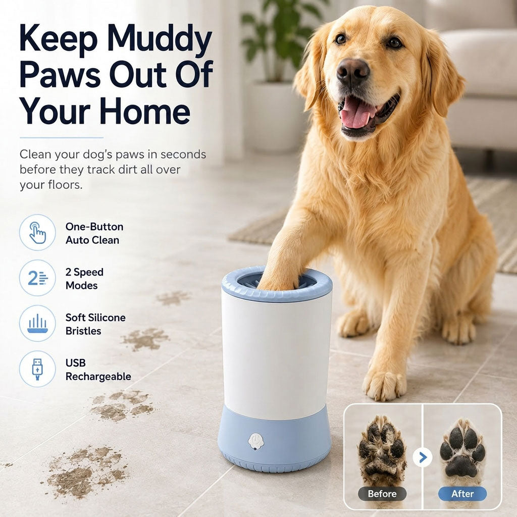 Ortekor Electric Pet Paw Cleaner Pro – USB Rechargeable Dog & Cat Paw Washer
