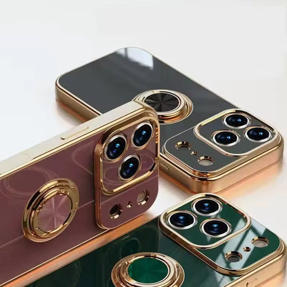 Magnetic Ring Stand iPhone Case with Shock Absorption & Microfiber Lining for iPhone 14-17 Models
