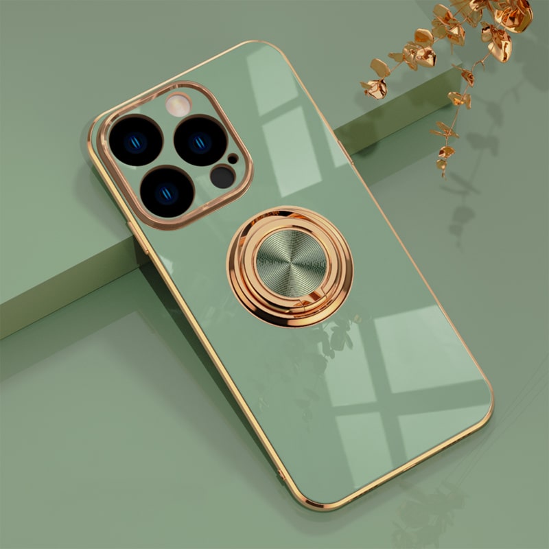 Magnetic Ring Stand iPhone Case with Shock Absorption & Microfiber Lining for iPhone 14-17 Models