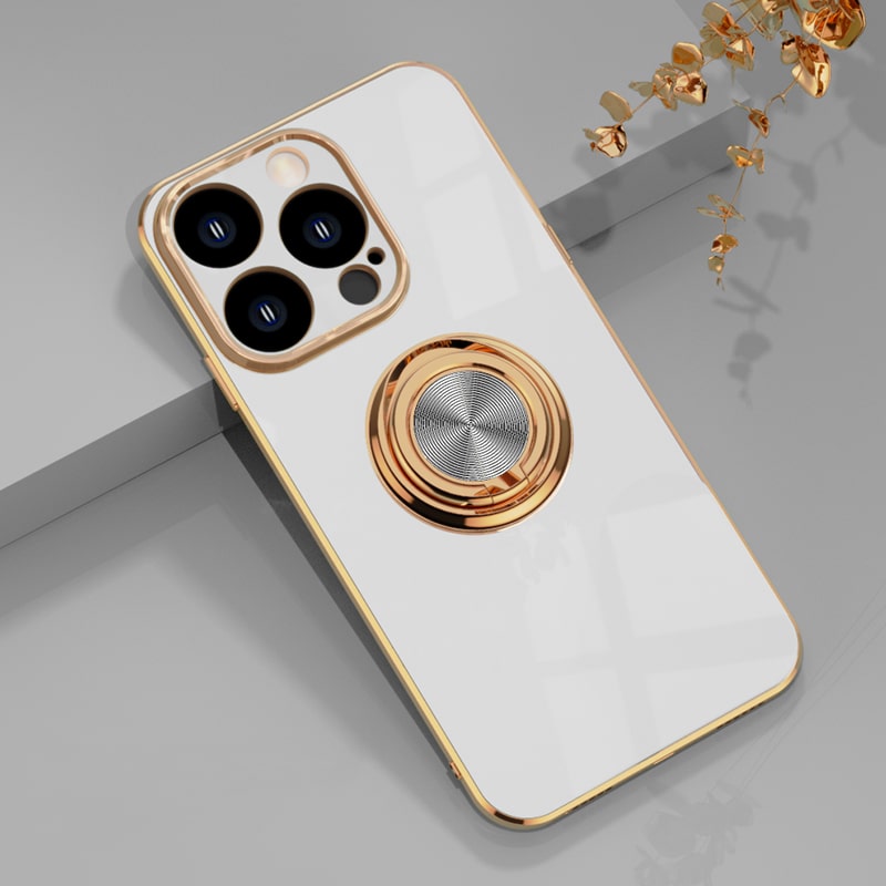Magnetic Ring Stand iPhone Case with Shock Absorption & Microfiber Lining for iPhone 14-17 Models
